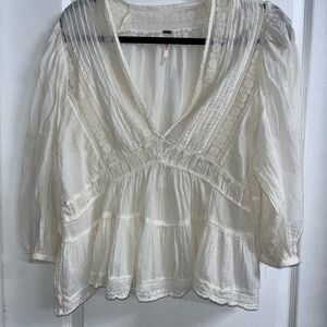 Free People Ivory Peasant Blouse